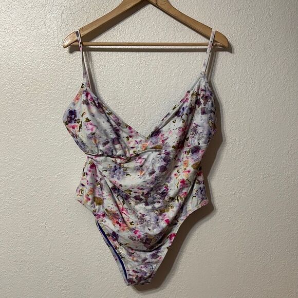 J. Crew Abstract Watercolor Print One Piece Swimsuit Size 22 - Picture 1 of 5